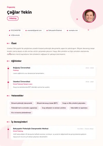 Psikolog CV Örnekleri cv indir